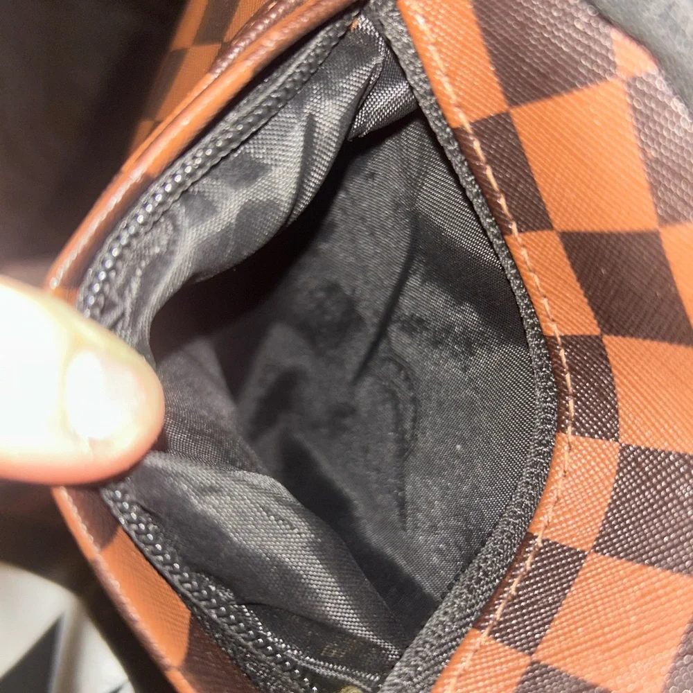 Sprayground Brown Checkered Shark Backpack - Picture 6 of 6